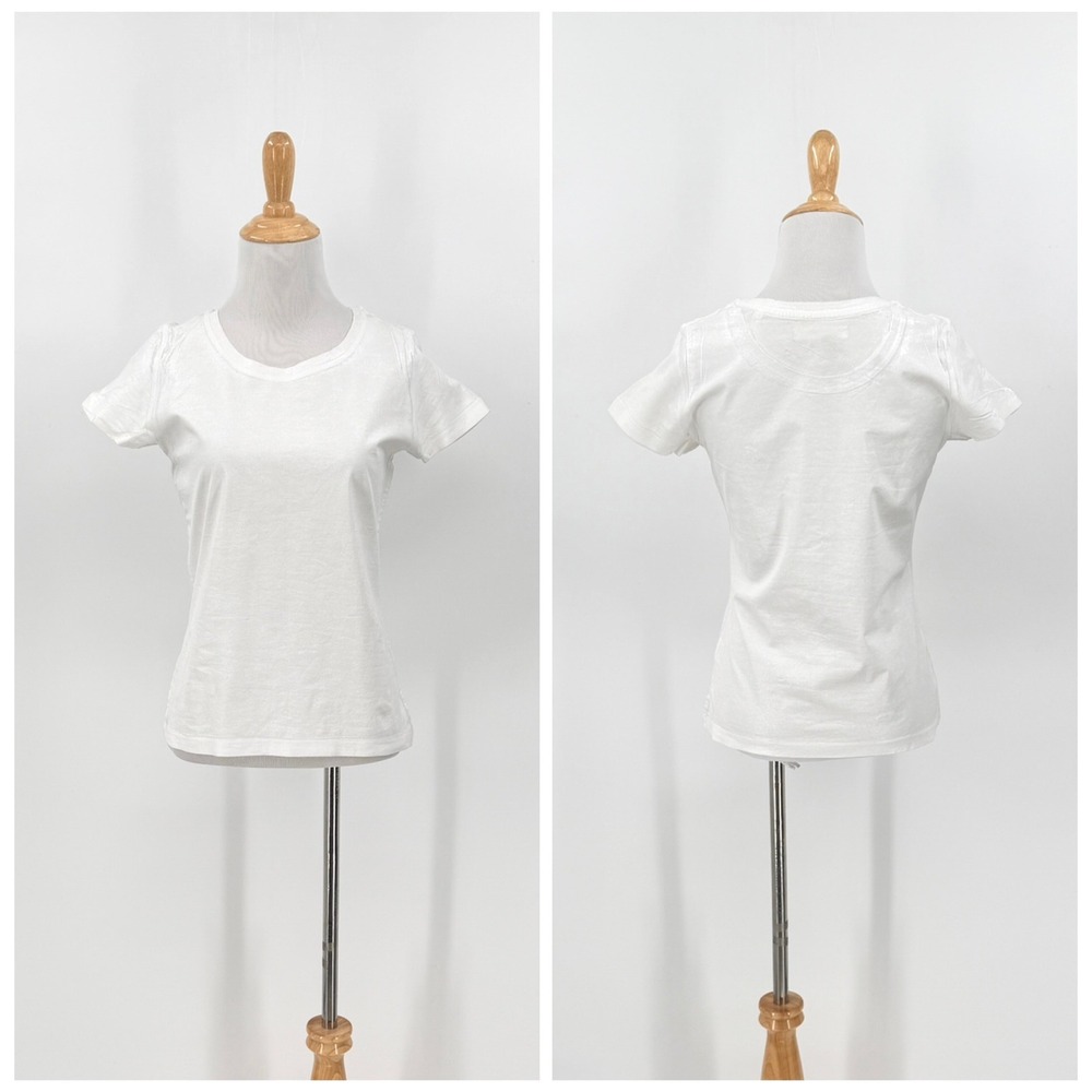 MADISON MAISON Coated T Shirt Women XS White Casual Short Sleeve Crew Neck